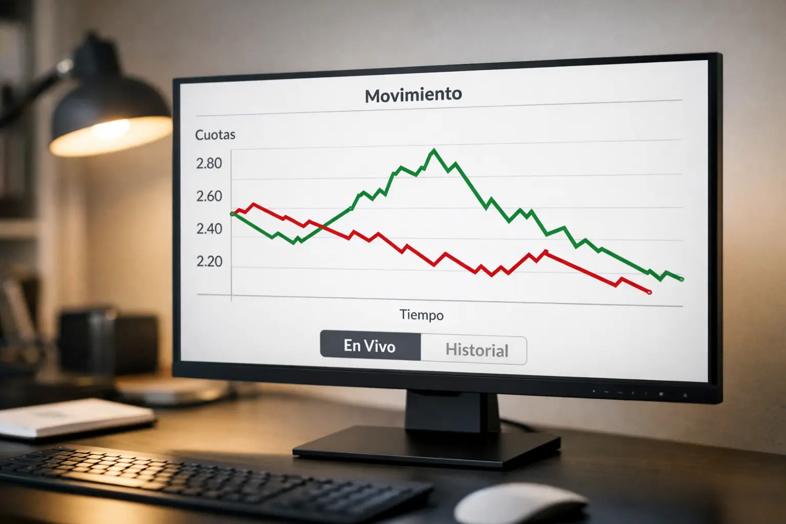 Pantalla mostrando evoluci&oacute;n de cuotas durante partido de ping pong