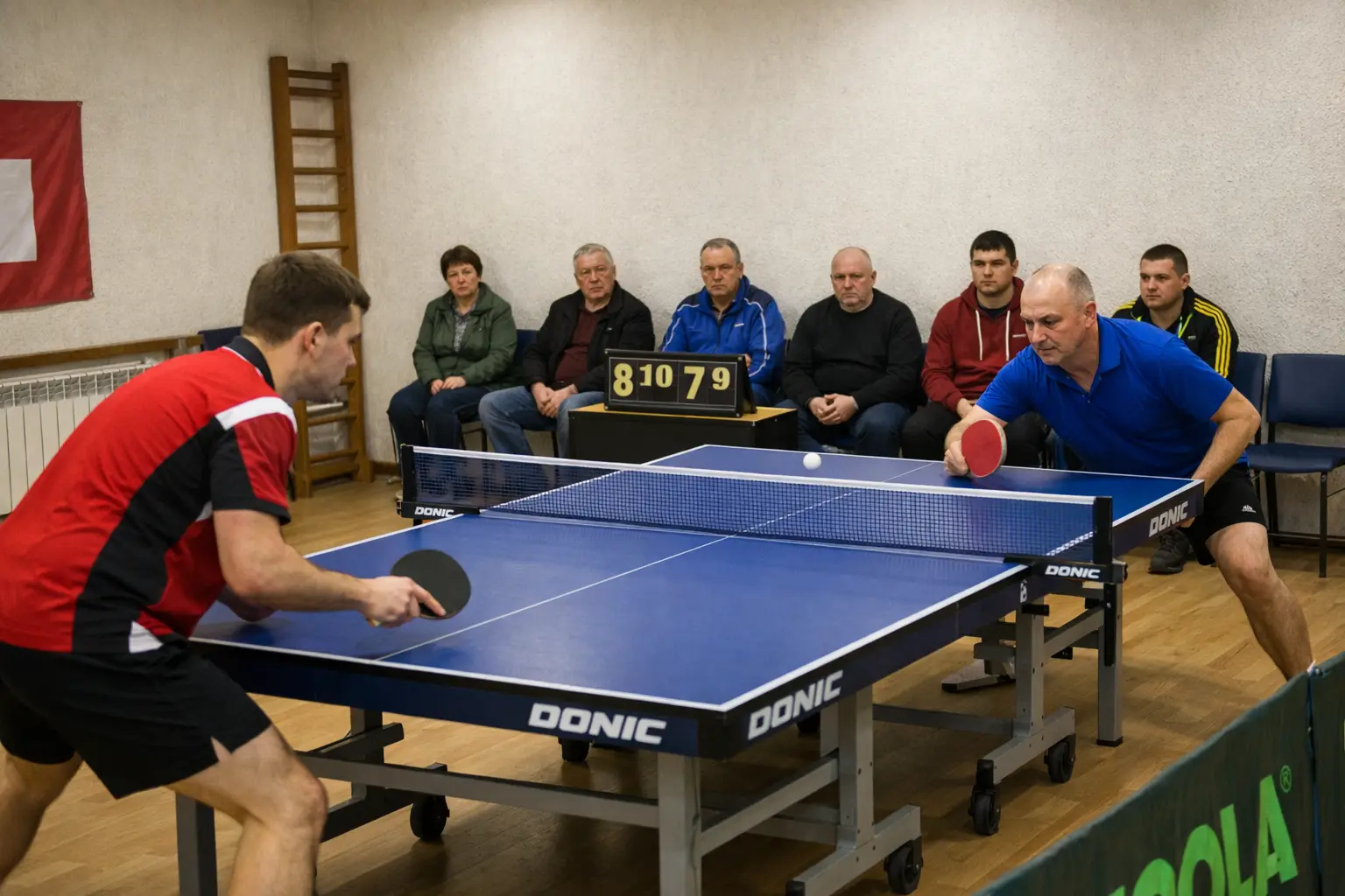 Partido de liga regional europea de tenis de mesa